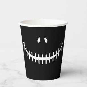 Happy Skeleton Smile Black and White Halloween Pap Pappbecher