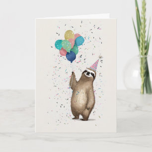 Happy Sloth Celebration Grußkarte Karte