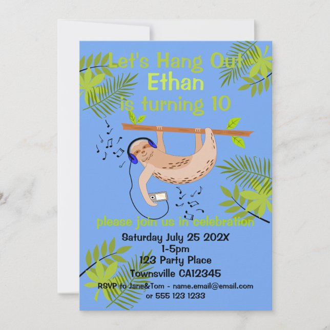 Happy Sloth Einladung (Vorderseite)