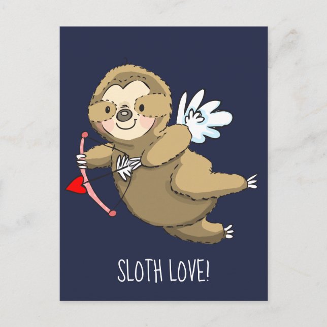 Happy Sloth Liebe Valentine Cupid Postkarte (Vorderseite)