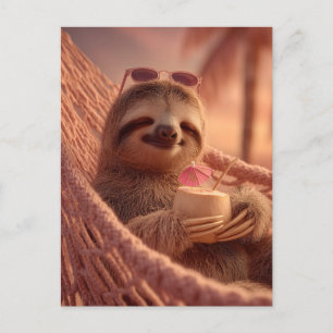 Happy Sloth Relaxen in einer Hängematte Feiertagspostkarte