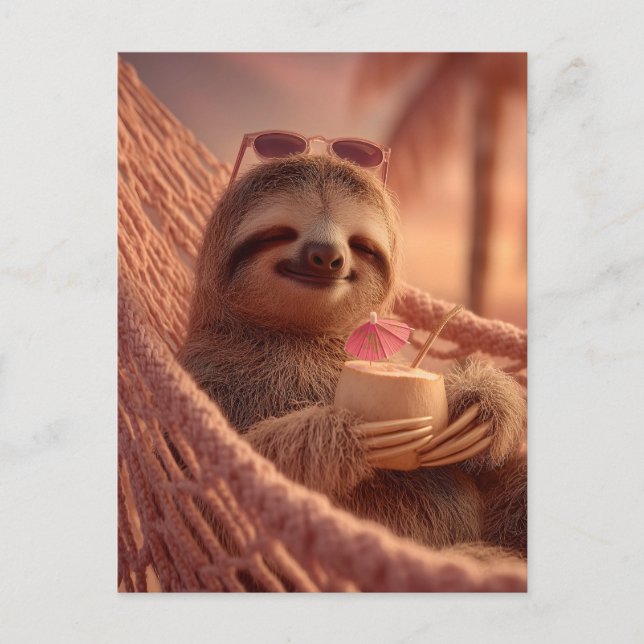 Happy Sloth Relaxen in einer Hängematte Postkarte (Vorderseite)