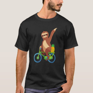 Happy Sloth Riding Bicycle Carrying Pineapple Cycl T-Shirt