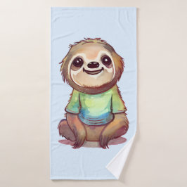 Happy Sloth Tragen eines Shirts Niedlich Badhandtuch Set