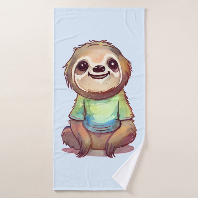 Happy Sloth Tragen eines Shirts Niedlich Badhandtuch Set (Badehandtuch)