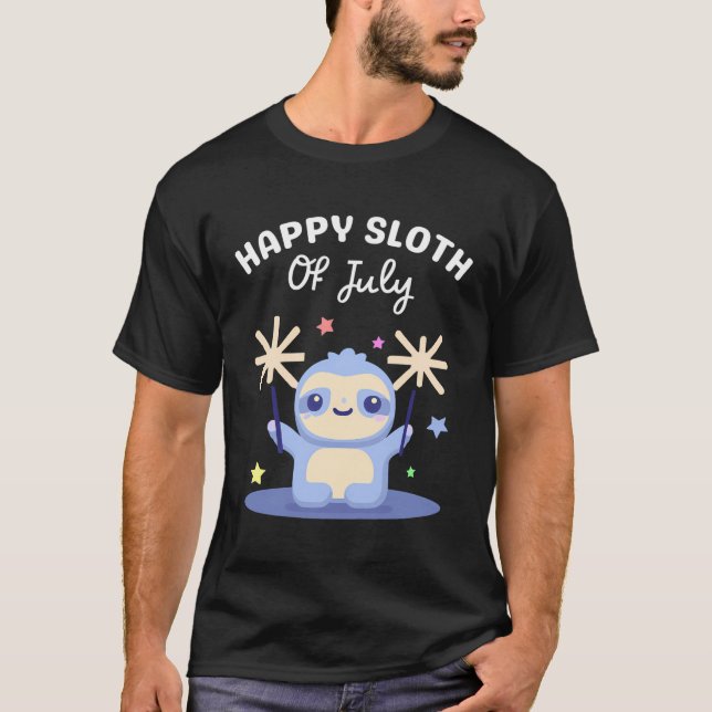 Happy Sloth vom 4. Juli Kinder Pastel Blue s T-Shirt (Vorderseite)