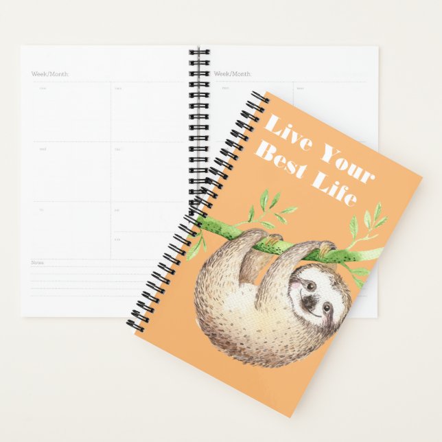 Happy Sloth Watercolor Custom Planer (Anzeige)