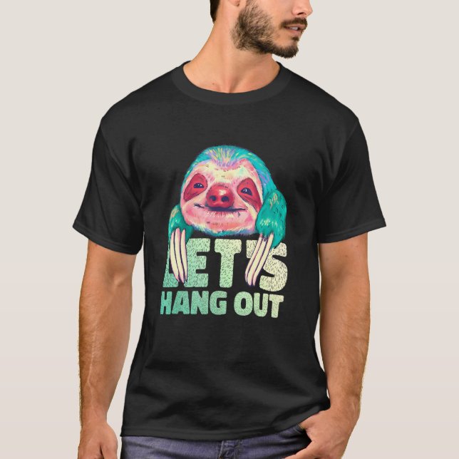 Happy Sloth Watercolor Lasse Hang Out Animal T-Shirt (Vorderseite)