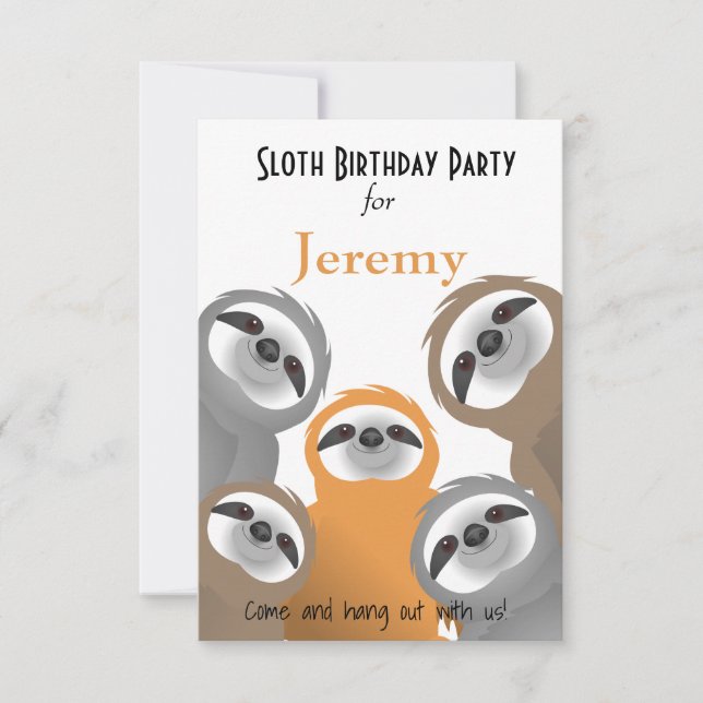 Happy Sloths Geburtstagsparty Einladung (Vorderseite)