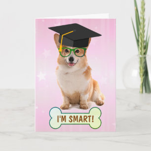 Happy Smart Corgi Abschluss Karte