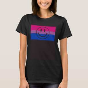 Happy Smile Face Gay Bisexual Pride Flag Que T-Shirt