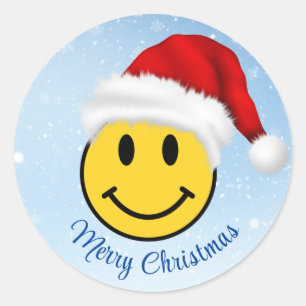 Happy Smile Santa Classic Round Aufkleber