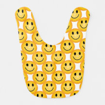 Happy Smiley Face Emoji Printed Baby Bib