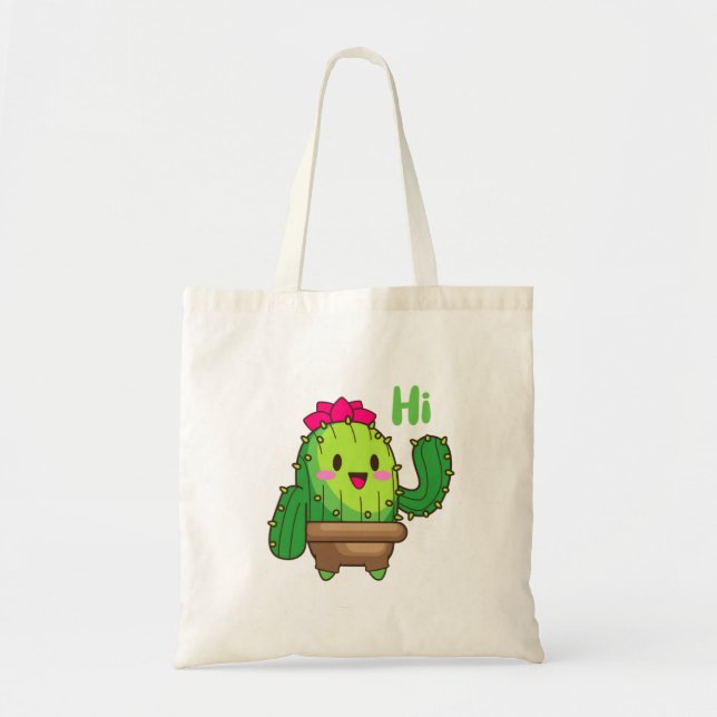 Happy Smiling Cactus Kawai Tote Bag Tragetasche (Vorne)