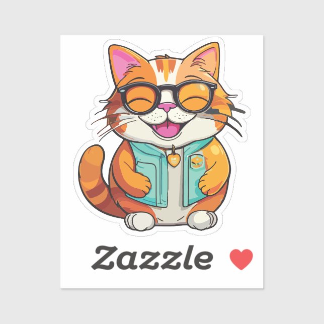 happy smiling cat aufkleber (Blatt)