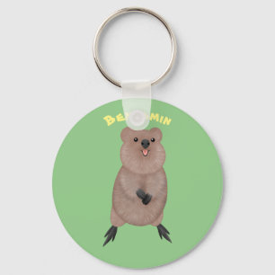 Happy smiling cute quokka cartoon design schlüsselanhänger