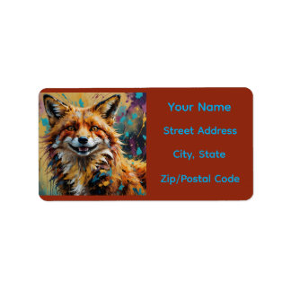 Happy Smiling Fox - Paint Splatter abstract Adressaufkleber