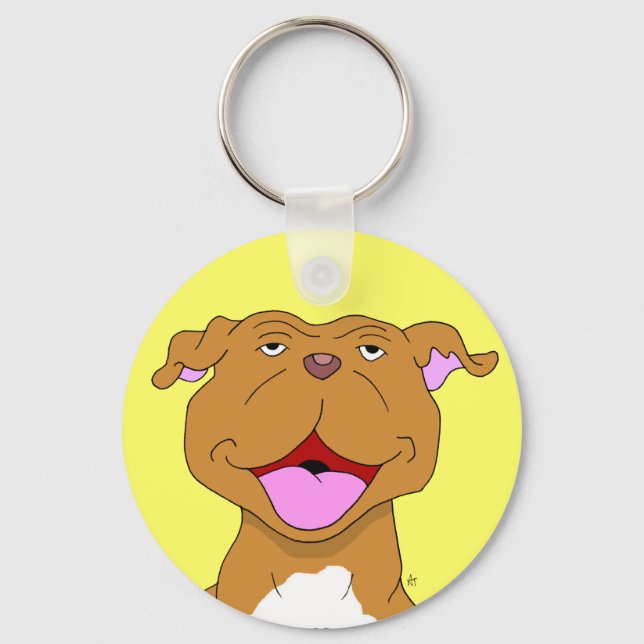 Happy Smiling Pit Bull Keychain Schlüsselanhänger (Vorderseite)
