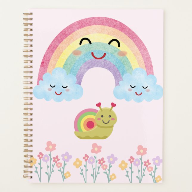 Happy Smiling Rainbow with Cute Snail & Fluffy  Planer (Vorderseite)