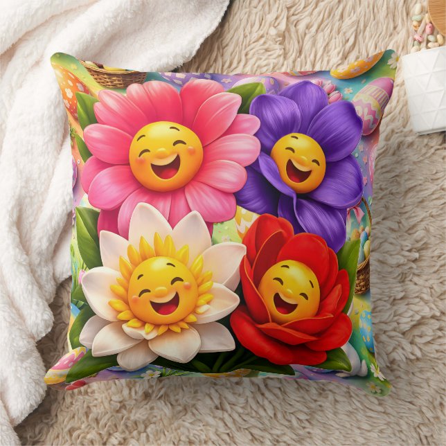 Happy smiling spring flowers kissen (Decke)