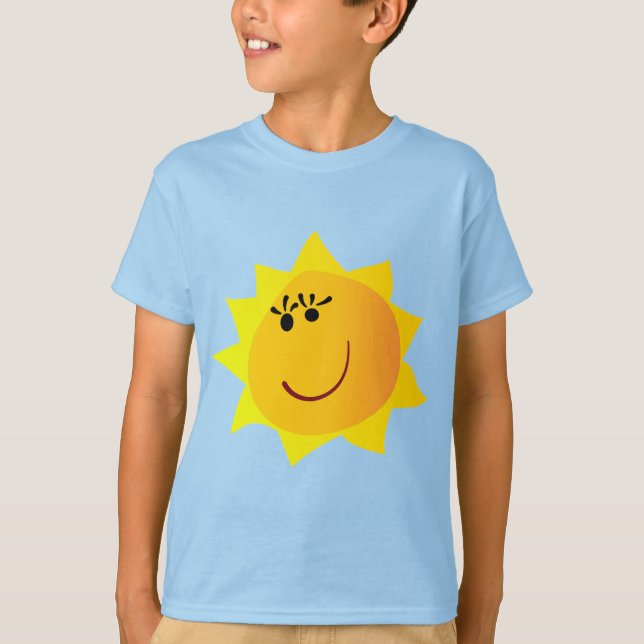 "Happy Smiling Sun" Bright Yellow Graphic Boys'  T-Shirt (Vorderseite)