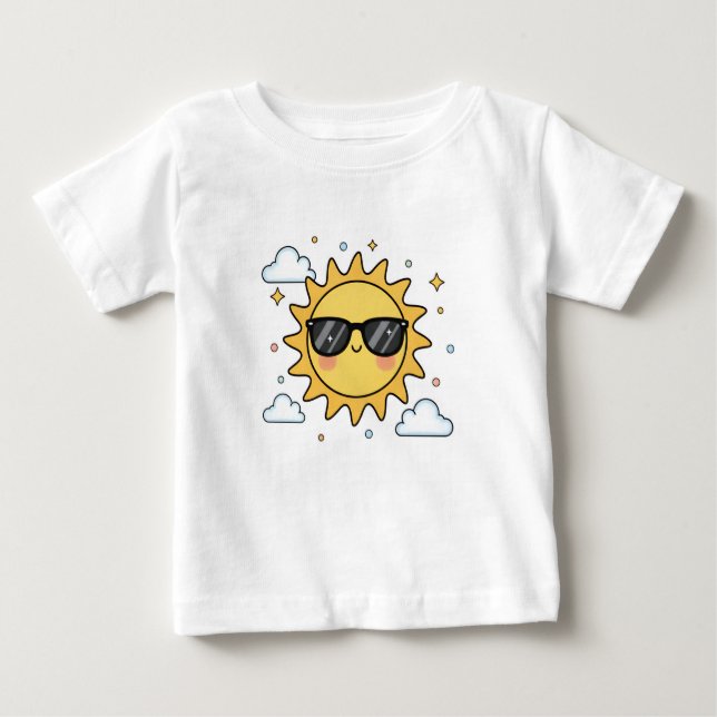 Happy Smiling Sun Cartoon - Minimalist Kawaii Suns Baby T-shirt (Vorderseite)