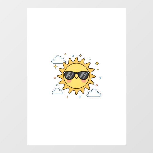 Happy Smiling Sun Cartoon - Minimalist Kawaii Suns Fensteraufkleber (Blatt)