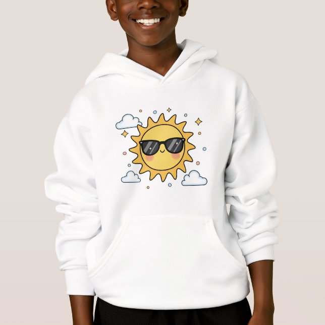 Happy Smiling Sun Cartoon - Minimalist Kawaii Suns Hoodie (Vorderseite)