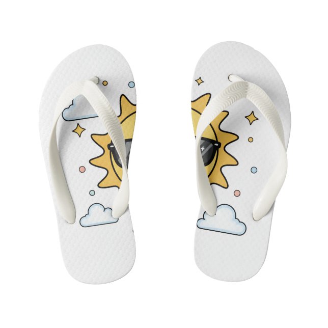 Happy Smiling Sun Cartoon - Minimalist Kawaii Suns Kinderbadesandalen (Fußbett)
