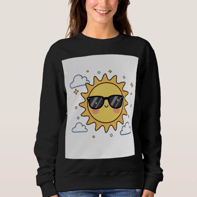 Happy Smiling Sun Cartoon - Minimalist Kawaii Suns Sweatshirt (Vorderseite)