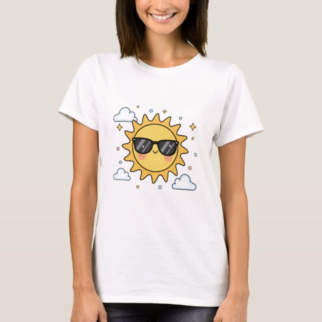 Happy Smiling Sun Cartoon - Minimalist Kawaii Suns T-Shirt (Vorderseite)