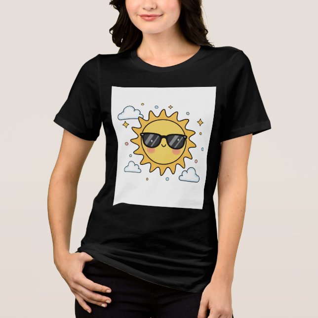 Happy Smiling Sun Cartoon - Minimalist Kawaii Suns Tri-Blend Shirt (Vorderseite)