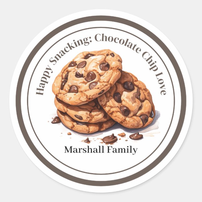 Happy Snack: Chocolate Chip Liebe Runder Aufkleber (Vorderseite)