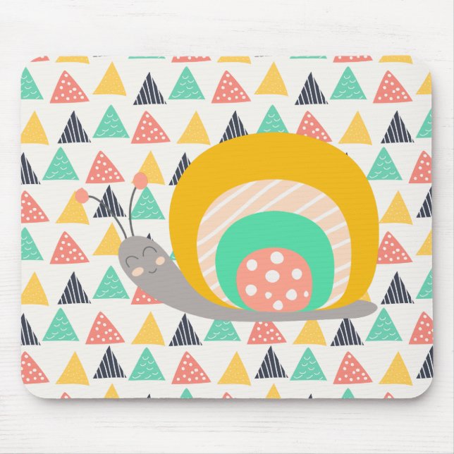 Happy Snail auf Dreiecken Mousepad (Vorne)