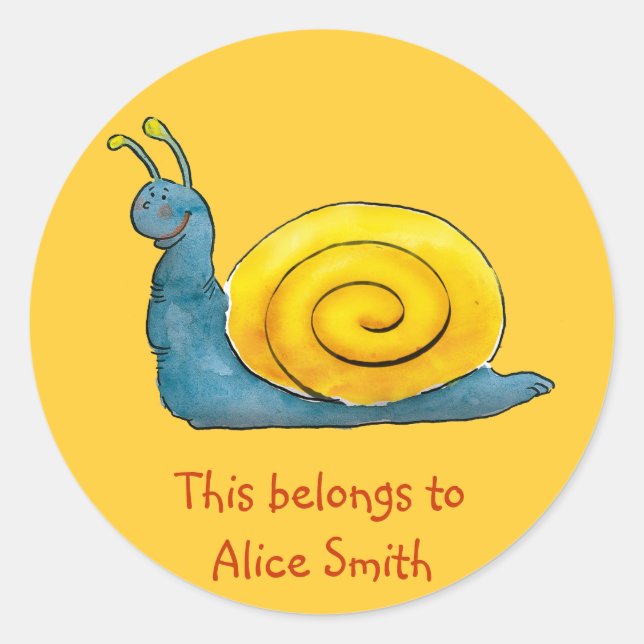 Happy Snail | Orange School Sticker (Vorderseite)