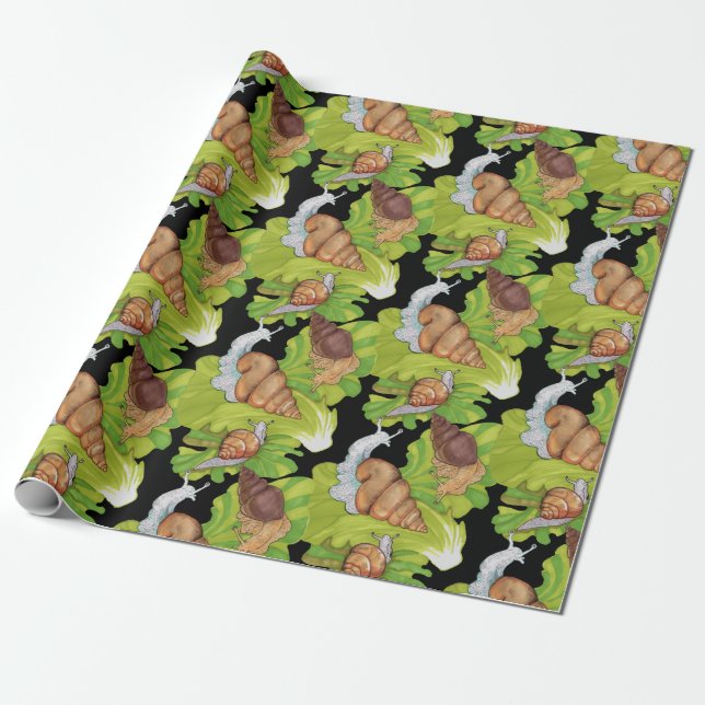 Happy Snails auf Lettuce Leaf Art Geschenkpapier (Ungerollt)