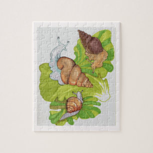 Happy Snails auf Lettuce Leaf Art Puzzle