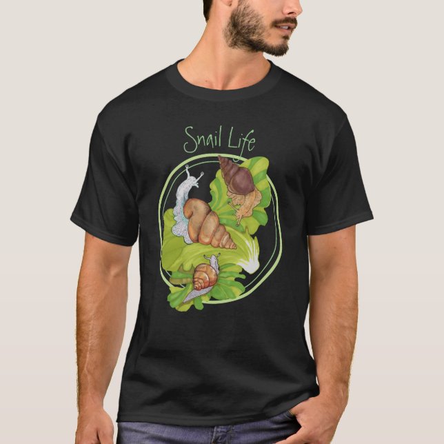 Happy Snails on Leafs 'Snail Life' T-Shirt (Vorderseite)