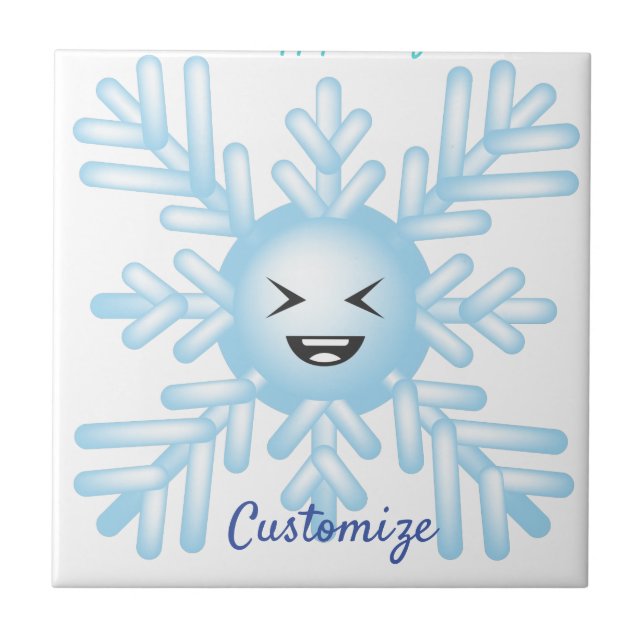 Happy Snowflake Emoticon Thunder_Cove Fliese (Vorderseite)