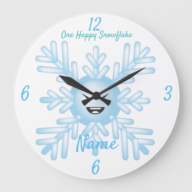 Happy Snowflake Emoticon Thunder_Cove Große Wanduhr (Vorderseite)