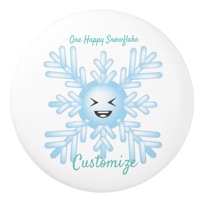Happy Snowflake Emoticon Thunder_Cove Keramikknauf (Vorderseite)