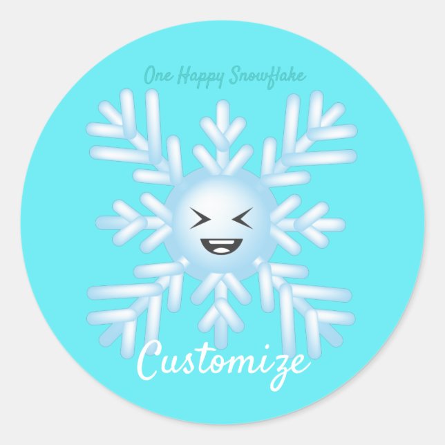 Happy Snowflake Emoticon Thunder_Cove Runder Aufkleber (Vorderseite)
