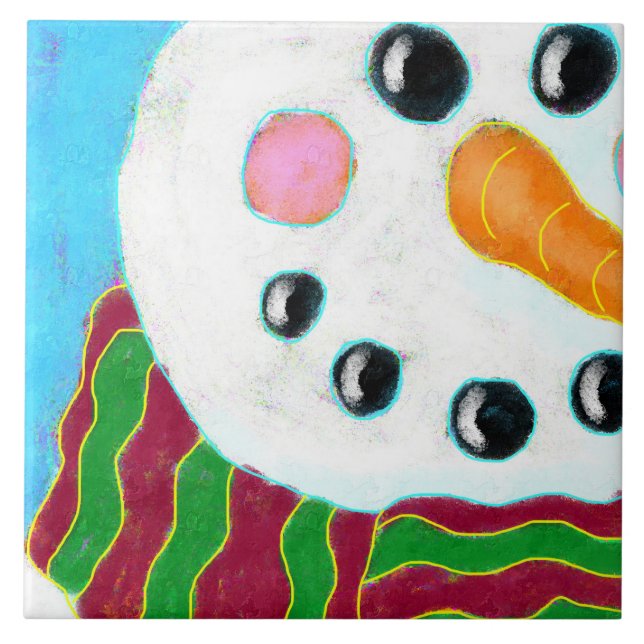 Happy Snowman Abstrakt Art Fliese (Vorderseite)