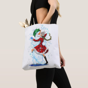 Happy Snowman and Girl Dance Tango Weihnachten - S