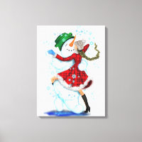 Happy Snowman and Girl Dance Tango Weihnachts-Part