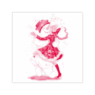 Happy Snowman and Girl Dance Tango Weihnachts-Part Permastempel