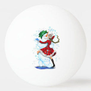 Happy Snowman and Girl Dance Tango Weihnachts-Part Tischtennisball