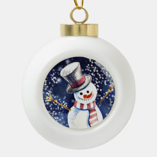 Happy Snowman Art Keramik Kugel-Ornament