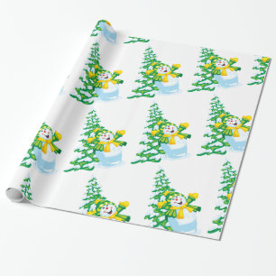 Happy Snowman Cartoon Geschenkpapier