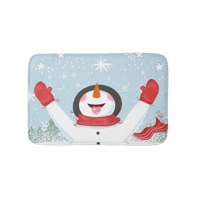 Happy Snowman Chrismas Bathmat Badematte (Vorderseite)